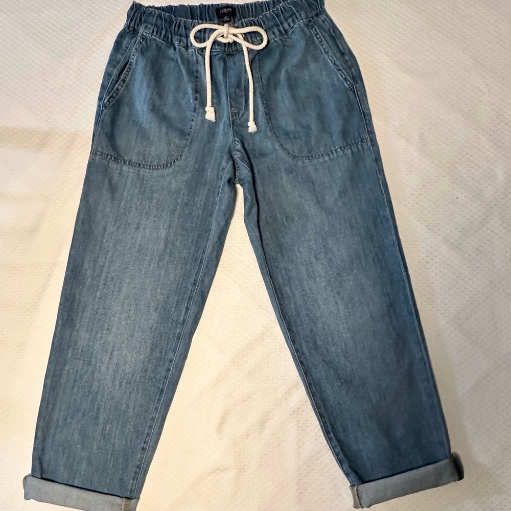 J. Crew Relaxed Blue Jeans with White Drawstring- Sz 27 (smoke & pet free home)